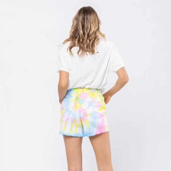 NWT Judy Blue Shorts Tie Dye Swirl Stretch Denim High Waist - Picture 6 of 10